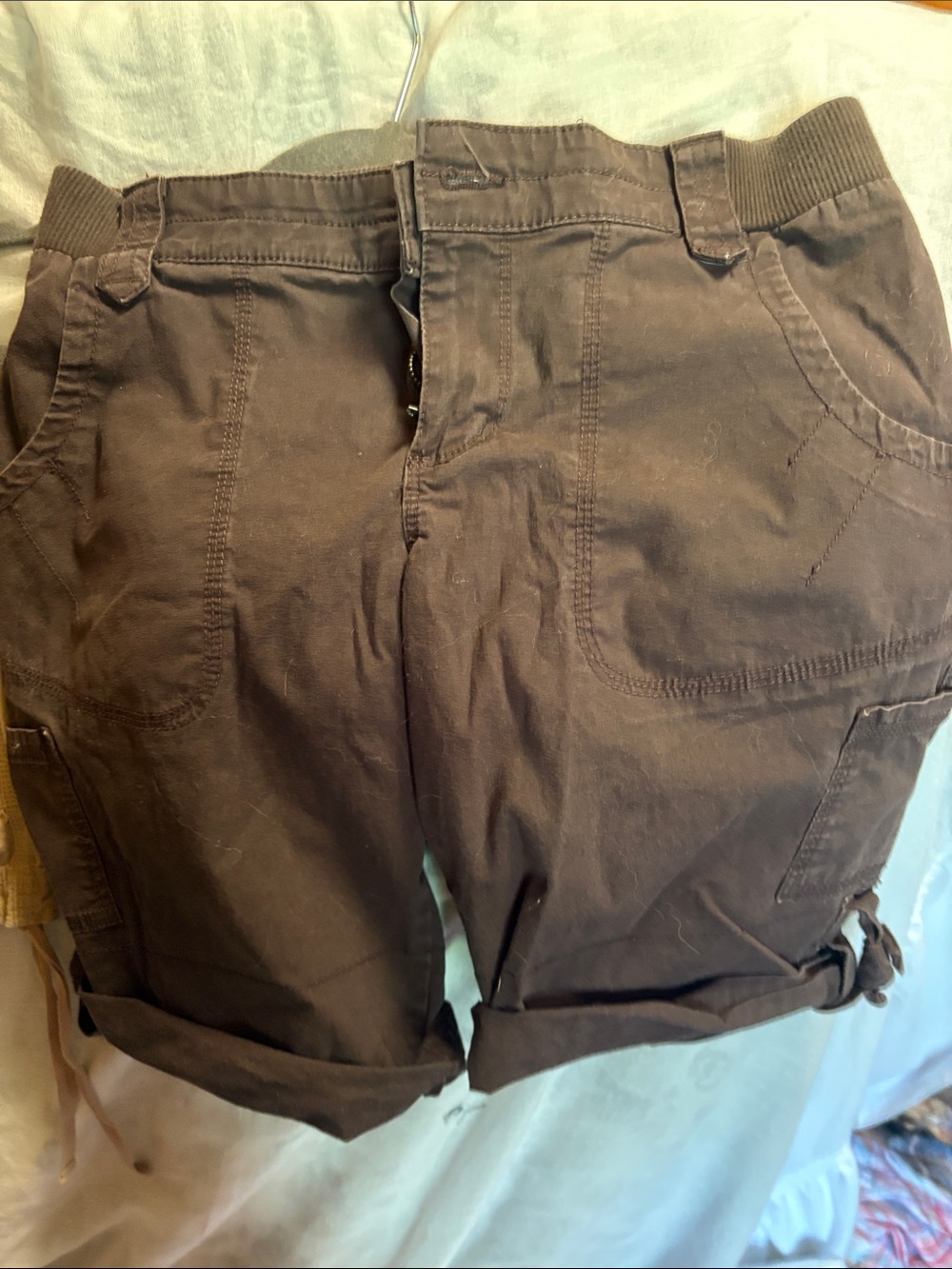Fashion Bug Brown Elastic Waist Cargo Bermuda Shorts